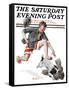 "Runaway Pants" Saturday Evening Post Cover, August 9,1919-Norman Rockwell-Framed Stretched Canvas