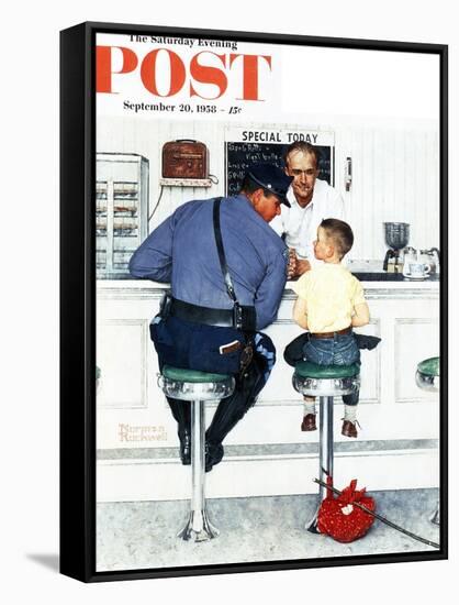 "Runaway" Saturday Evening Post Cover, September 20,1958-Norman Rockwell-Framed Stretched Canvas