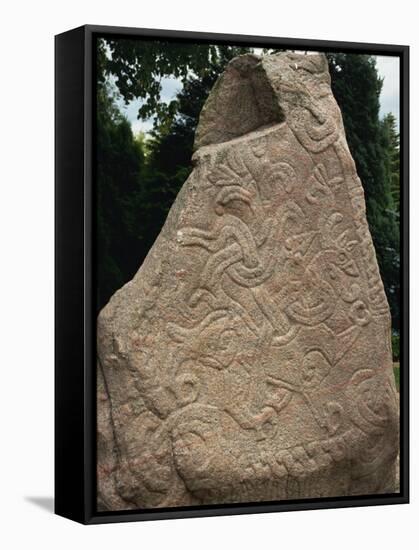 Rune Stone Dating from the 10th Century, Jelling, Jutland, Denmark, Scandinavia, Europe-Ken Gillham-Framed Stretched Canvas