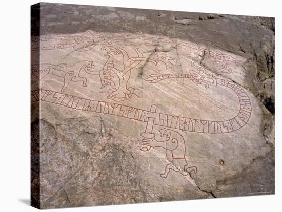 Rune Stone Ref Sigurd 'Dragon Killer'. Sundbyholm, Near Eskilstuna, Sodermanlandslan, Sweden-Richard Ashworth-Stretched Canvas