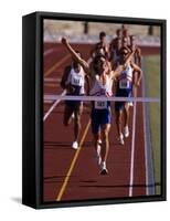 Runner Celebrates at the Finish Line-null-Framed Stretched Canvas