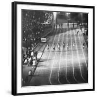 Runner Dave Sime Falling Out of Race Because of Leg Injury During Olympic Tryouts-Ralph Crane-Framed Premium Photographic Print