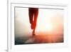 Runner Feet Running on Road Closeup on Shoe. Woman Fitness Sunrise Jog Workout Welness Concept.-warrengoldswain-Framed Photographic Print