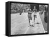 Runner John Landy, Breaking the 4 Minute Mile-Allan Grant-Framed Stretched Canvas