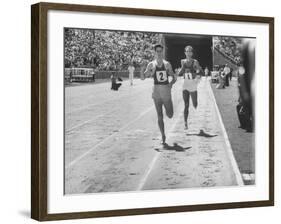 Runner John Landy, Breaking the 4 Minute Mile-Allan Grant-Framed Photographic Print