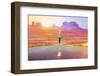 Runner Man Athlete Running Sprinting on Road by Monument Valley. Concept with Sprinter Fast Trainin-Maridav-Framed Photographic Print