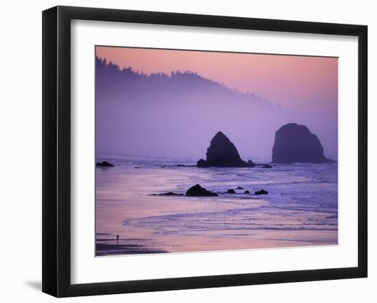 Runner on The Beach, Cannon Beach, Oregon, USA-Gavriel Jecan-Framed Photographic Print