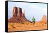 Runner. Running Man Sprinting in Monument Valley. Athlete Runner Cross Country Trail Running Outdoo-Maridav-Framed Stretched Canvas