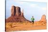 Runner. Running Man Sprinting in Monument Valley. Athlete Runner Cross Country Trail Running Outdoo-Maridav-Stretched Canvas