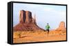 Runner. Running Man Sprinting in Monument Valley. Athlete Runner Cross Country Trail Running Outdoo-Maridav-Framed Stretched Canvas