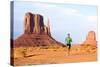 Runner. Running Man Sprinting in Monument Valley. Athlete Runner Cross Country Trail Running Outdoo-Maridav-Stretched Canvas