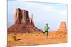 Runner. Running Man Sprinting in Monument Valley. Athlete Runner Cross Country Trail Running Outdoo-Maridav-Mounted Photographic Print