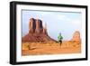 Runner. Running Man Sprinting in Monument Valley. Athlete Runner Cross Country Trail Running Outdoo-Maridav-Framed Photographic Print