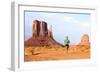 Runner. Running Man Sprinting in Monument Valley. Athlete Runner Cross Country Trail Running Outdoo-Maridav-Framed Photographic Print