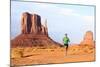 Runner. Running Man Sprinting in Monument Valley. Athlete Runner Cross Country Trail Running Outdoo-Maridav-Mounted Photographic Print