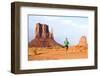 Runner. Running Man Sprinting in Monument Valley. Athlete Runner Cross Country Trail Running Outdoo-Maridav-Framed Photographic Print