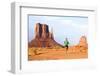 Runner. Running Man Sprinting in Monument Valley. Athlete Runner Cross Country Trail Running Outdoo-Maridav-Framed Photographic Print