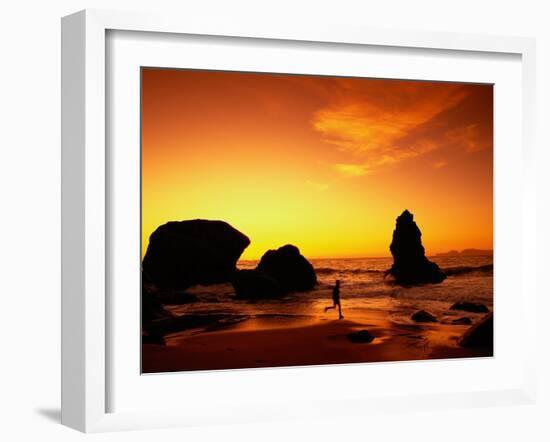 Runner Silhouetted on Beach-Robert Houser-Framed Premium Photographic Print