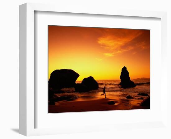 Runner Silhouetted on Beach-Robert Houser-Framed Photographic Print