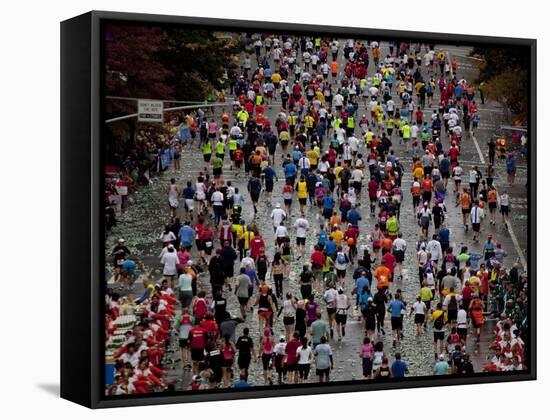 Runners Competing on First Avenue During 2009 New York City Marathon-null-Framed Stretched Canvas