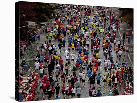 Runners Competing on First Avenue During 2009 New York City Marathon-null-Stretched Canvas