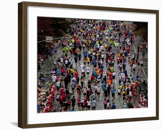 Runners Competing on First Avenue During 2009 New York City Marathon-null-Framed Photographic Print