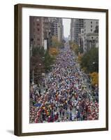 Runners Competing on First Avenue During 2009 New York City Marathon-null-Framed Photographic Print