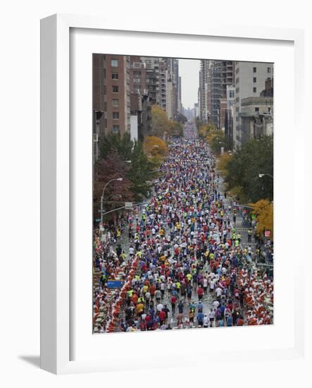 Runners Competing on First Avenue During 2009 New York City Marathon-null-Framed Photographic Print