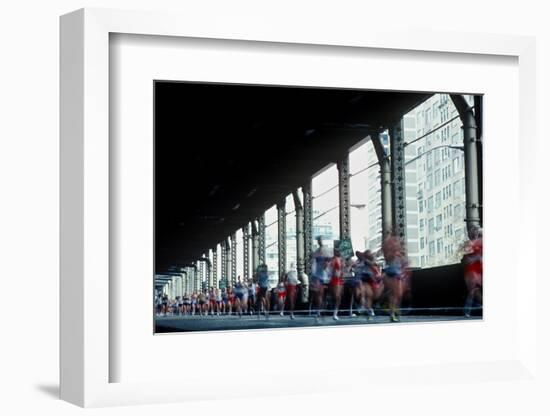 Runners crossing 1st Avenue/59th Street Bridge, NY City, NY Marathon-null-Framed Photographic Print