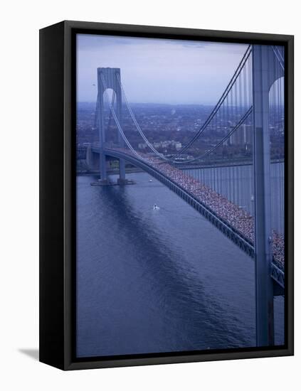 Runners Crossing the Verrazano Bridge after Starting the 1994 New York City Marathon-null-Framed Stretched Canvas