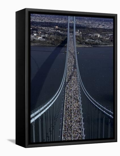 Runners Crossing the Verrazano Bridge after Starting the 1999 New York City Marathon-null-Framed Stretched Canvas