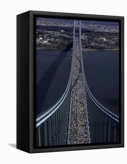 Runners Crossing the Verrazano Bridge after Starting the 1999 New York City Marathon-null-Framed Stretched Canvas