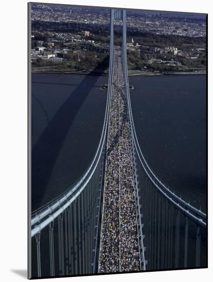 Runners Crossing the Verrazano Bridge after Starting the 1999 New York City Marathon-null-Mounted Photographic Print