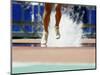 Runners Legs Splashing Through Water Jump of Track and Field Steeplechase Race, Sydney, Australia-Paul Sutton-Mounted Photographic Print