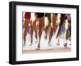 Runners Legs Splashing Through Water Jump of Track and Field Steeplechase Race, Sydney, Australia-Paul Sutton-Framed Photographic Print