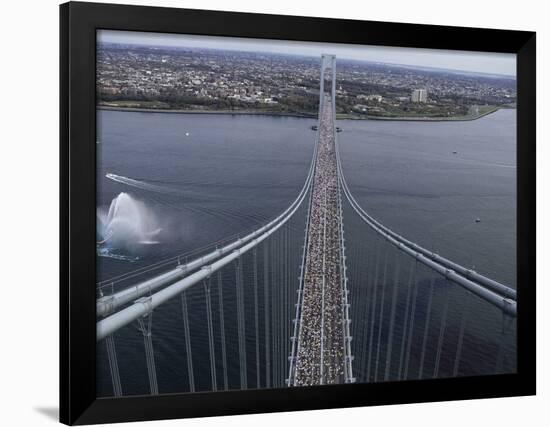 Runners on the Verranzano Bridge Competing in the 1998 NYC Marathon-null-Framed Photographic Print