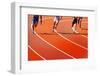 Running Athletes at Stadium in Relay Race Athletics Competition-Valery Bareta-Framed Photographic Print