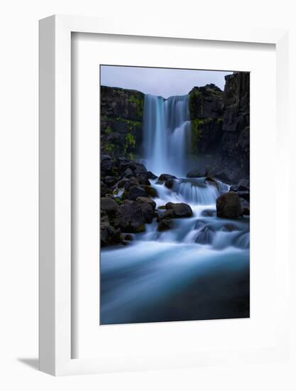 Running Blue, Waterfall Mood, Öxarárfoss, Iceland-Vincent James-Framed Photographic Print