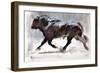 Running Bull, 2022, (charcoal and pastel on paper)-Mark Adlington-Framed Giclee Print