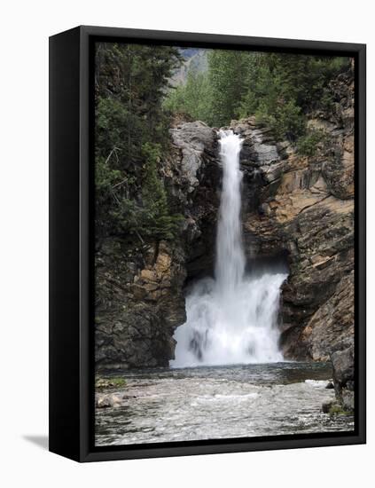 Running Eagle Falls, Glacier National Park, Montana, USA-Michel Hersen-Framed Stretched Canvas