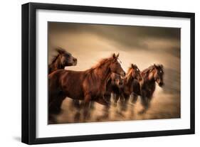 Running Horses, Blur and Flying Manes-Sheila Haddad-Framed Photographic Print