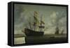 Running in of the English Flagship the Royal Charles-Jeronymus van Diest II-Framed Stretched Canvas