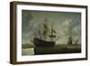 Running in of the English Flagship the Royal Charles-Jeronymus van Diest II-Framed Art Print