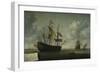 Running in of the English Flagship the Royal Charles-Jeronymus van Diest II-Framed Art Print