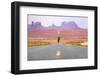 Running Man - Runner Sprinting on Road by Monument Valley. Concept with Sprinting Fast Training For-Maridav-Framed Photographic Print