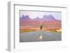 Running Man - Runner Sprinting on Road by Monument Valley. Concept with Sprinting Fast Training For-Maridav-Framed Photographic Print