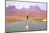 Running Man - Runner Sprinting on Road by Monument Valley. Concept with Sprinting Fast Training For-Maridav-Mounted Photographic Print