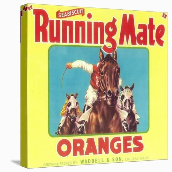 Running Mate Orange Label - Lindsay, CA-Lantern Press-Stretched Canvas