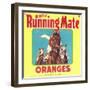 Running Mate Orange Label - Lindsay, CA-Lantern Press-Framed Art Print