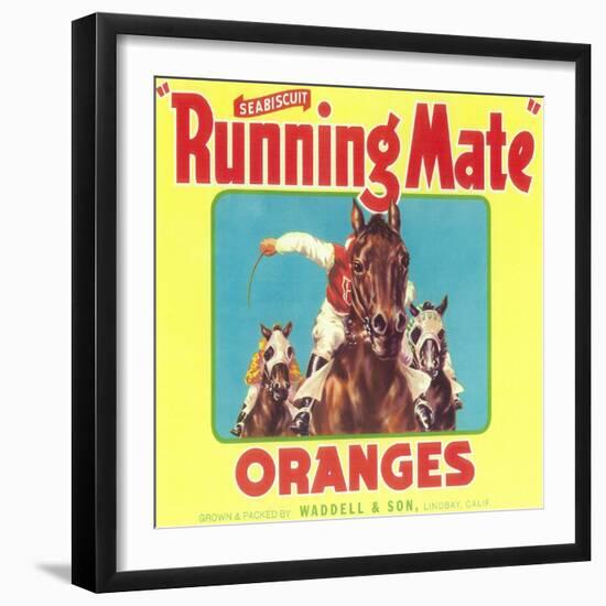 Running Mate Orange Label - Lindsay, CA-Lantern Press-Framed Art Print